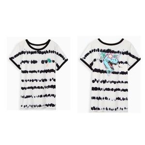 NEW Torrid 3 Classic Fit Ringer Tee - Heritage Slub Black & White T-Rex